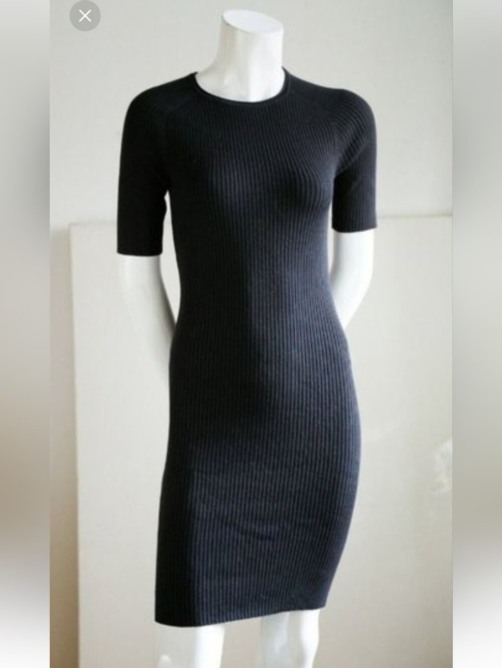 Everlane Ribbed Knit Bodycon Midi Dress XS Black